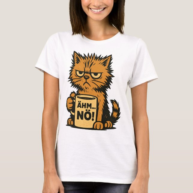 Camiseta Grumpy Cat Kaffeetasse – Ähm, Nö, lustiger deutsch (Frente)