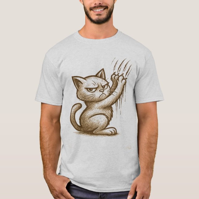 Camiseta Grumpy Cat Scratch Attack – Expressive Feline Art (Frente)
