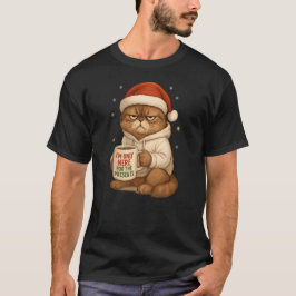 Camiseta Grumpy Christmas Cat with Santa Hat