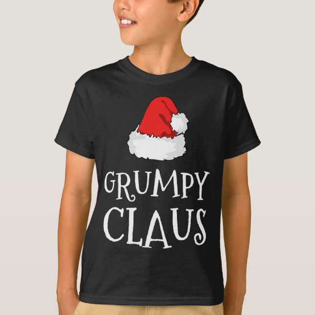 Camiseta Grumpy Claus Christmas Hat Family Group Combinação (Frente)
