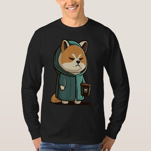 Camiseta Grumpy Coffee  Dog on Coffee Akita Inu (Frente)