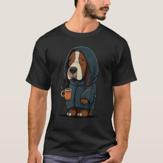 Camiseta Grumpy Coffee  Dog on Coffee Basset Hound