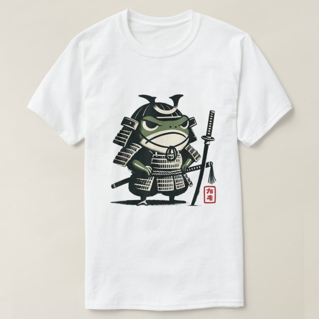 Camiseta Grumpy Frog Samurai Japanese Ink Design (Frente do Design)
