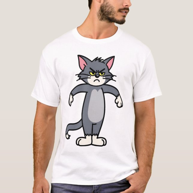 Camiseta Grumpy Gray Cat Cute Cartoon (Frente)