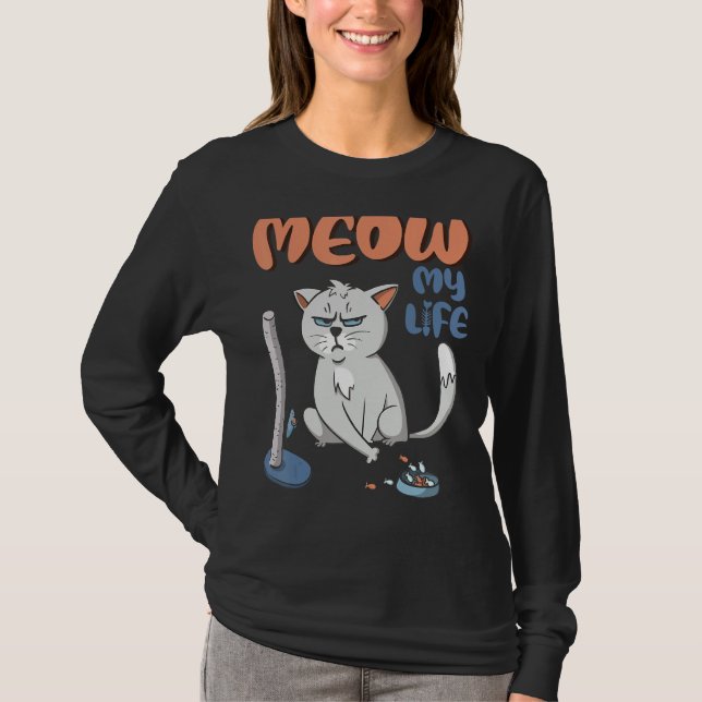 Camiseta Grumpy Grey Cat Funny No BS Given Cat People (Frente)