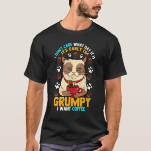 Camiseta Grumpy Morning Cat Antes Da Manhã Café