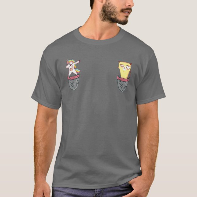 Camiseta Grumpy Pocket Cat Unicorn Meowgical Caticorn Dabbi (Frente)