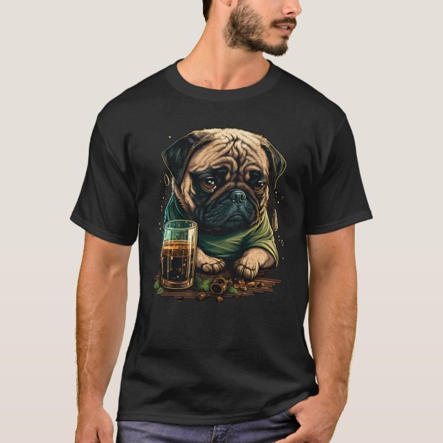 Camiseta Grumpy Pug Drinks Whisky (Frente)