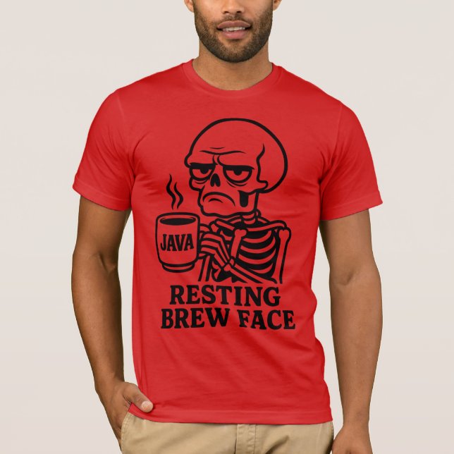 Camiseta Grumpy Skeleton Coffee Lover – "Resting Brew Face" (Frente)