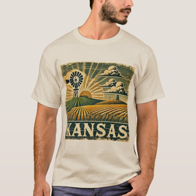 Camiseta Grunge Afastado Kansas (Frente)