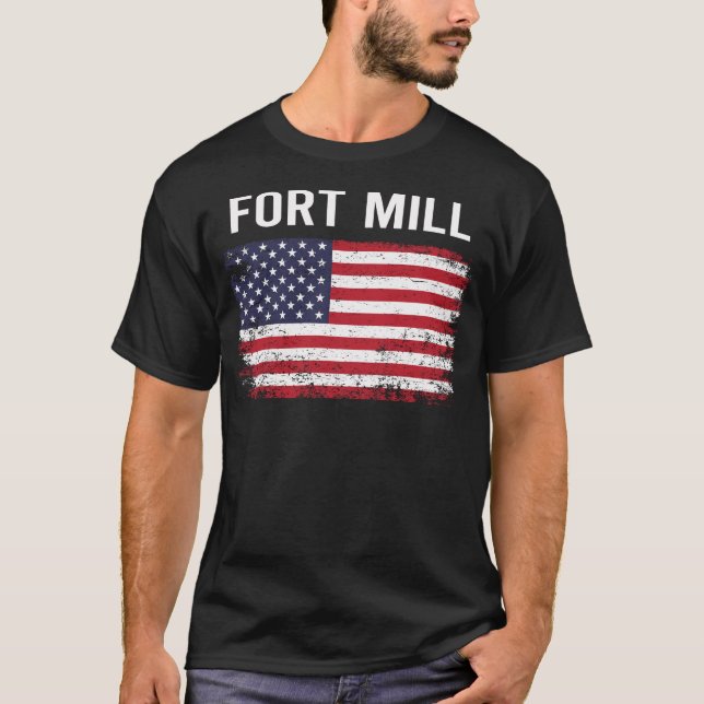 Camiseta Grunge American Flag Fort Mill (Frente)