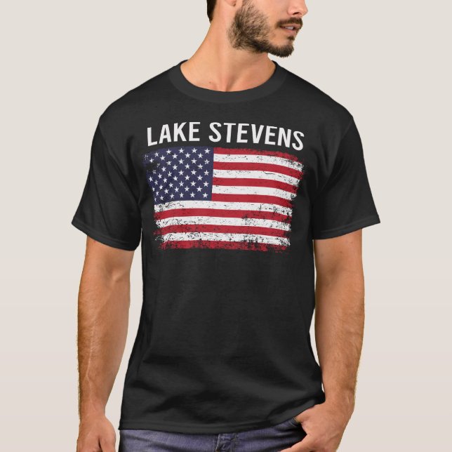 Camiseta Grunge American Flag Lake Stevens (Frente)