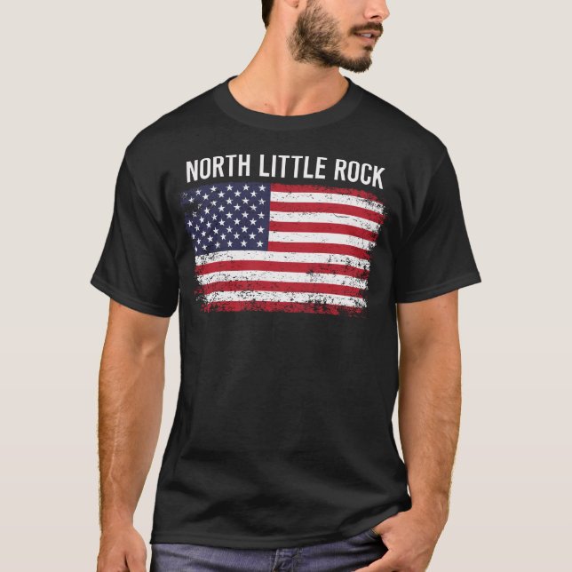 Camiseta Grunge American Flag North Little Rock (Frente)