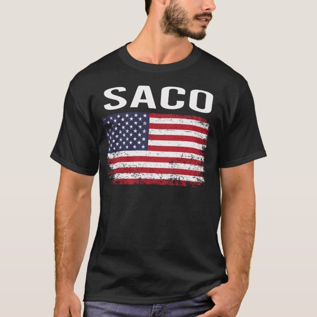 Camiseta Grunge American Flag Saco (Frente)