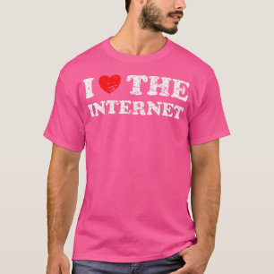 Camiseta Grunge Angustiado Desgastado Eu Amo a Internet