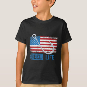 Camiseta Grunge Bandeira Americana Gráfico de Pescador
