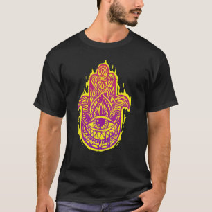 Camiseta Grunge Boho Hamsa Mão Chakra Mau Olho Mão Gorda