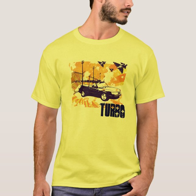 Camiseta grunge convertível de 900 turbo na laranja (Frente)