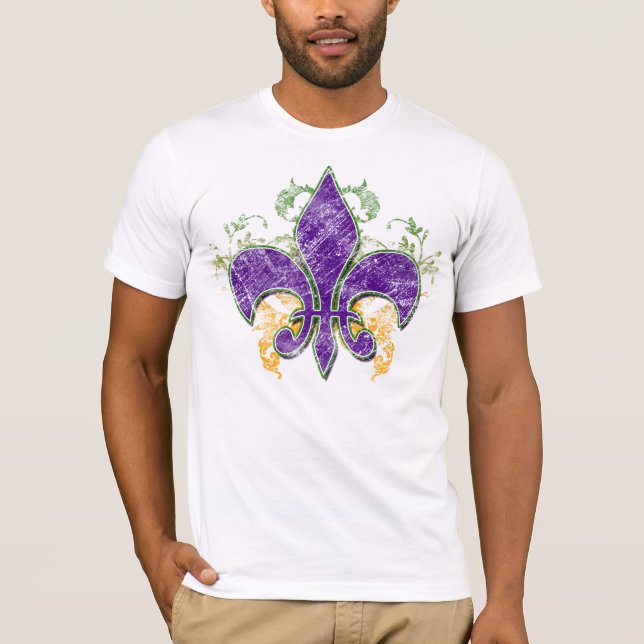 Camiseta Grunge da flor de lis do carnaval (Frente)