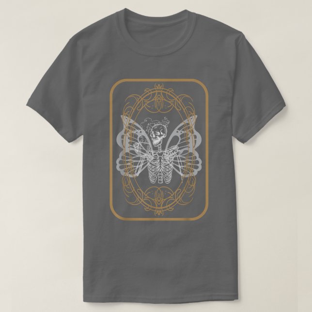 Camiseta Grunge estético Bebendo esqueleto Café Fada Go (Frente do Design)
