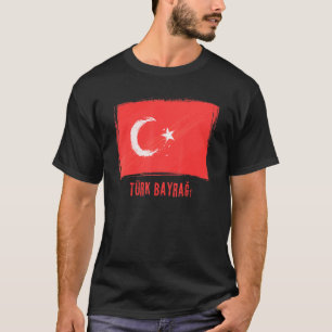 Camiseta Grunge Flag Da República Da Turquia, Turco Lan
