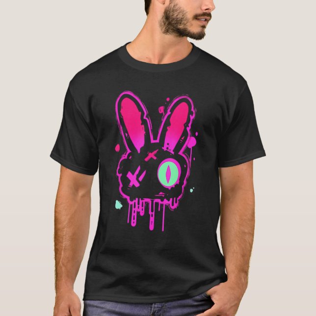 Camiseta Grunge Graffiti Rabbit Pastel Goth Punk Edgy Psych (Frente)