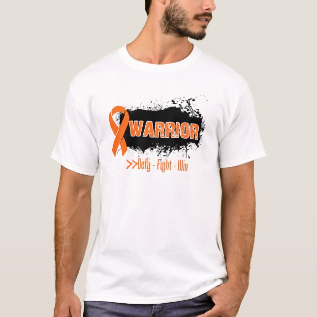 Camiseta Grunge - GUERREIRO - câncer de rim (da laranja) (Frente)