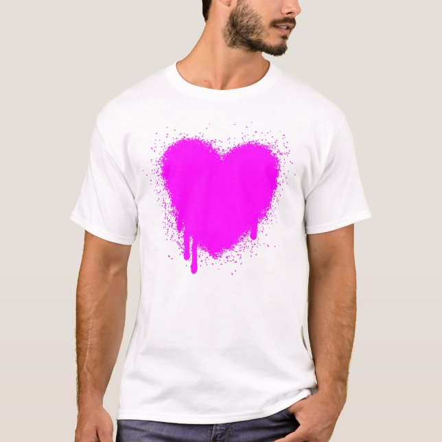 Camiseta Grunge Heart - Magenta (Frente)