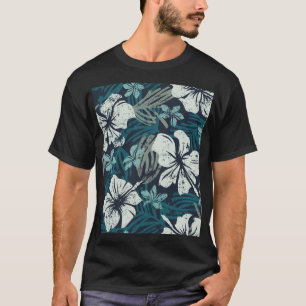 Camiseta Grunge Hibiscus, Cartaz Floral Tropical.