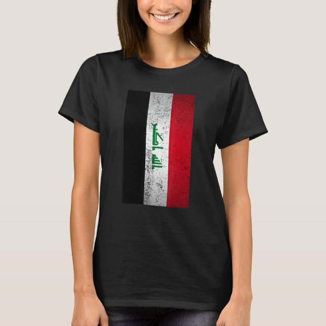 Camiseta Grunge Iraque Flag Retro Oriente Médio Curdo Árabe (Frente)