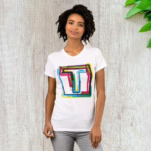 Camiseta Grunge - Letra T Negrito Tipografia Urbana Colorid
