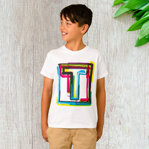Camiseta Grunge - Letra T Negrito Tipografia Urbana Colorid