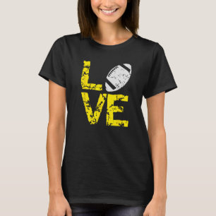 Camiseta Grunge Love Football Ball Yellow Dourado Team Core