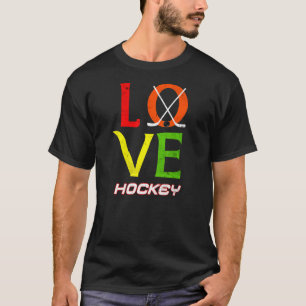 Camiseta Grunge Love Hockey Women Kids Ice Hockey Study