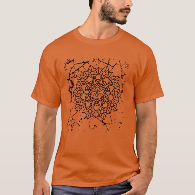 Camiseta Grunge Mandalas Cinza T-Shirt (Frente)
