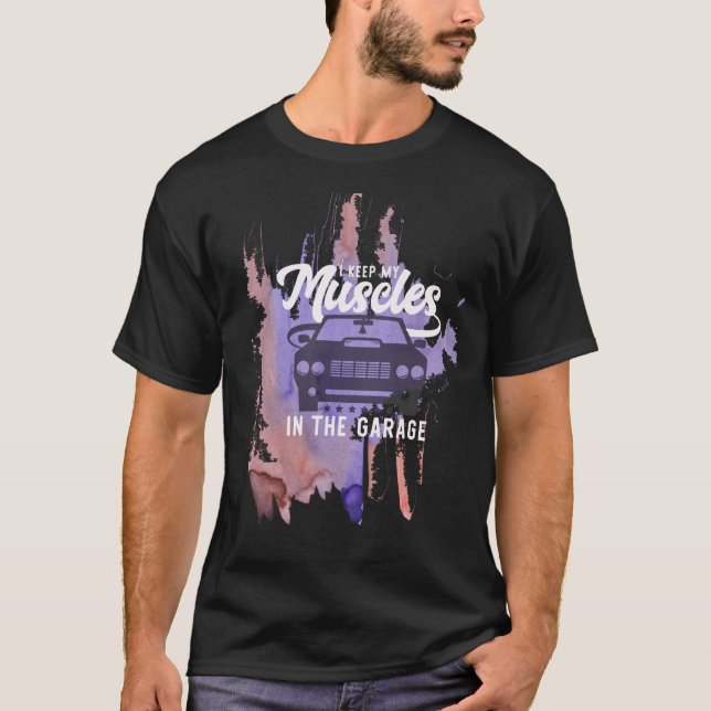 Camiseta Grunge Muscle Car Graphic Design Black T-shirt (Frente)