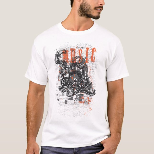 Camiseta Grunge Music Chaos - Urban Skull Design (Frente)