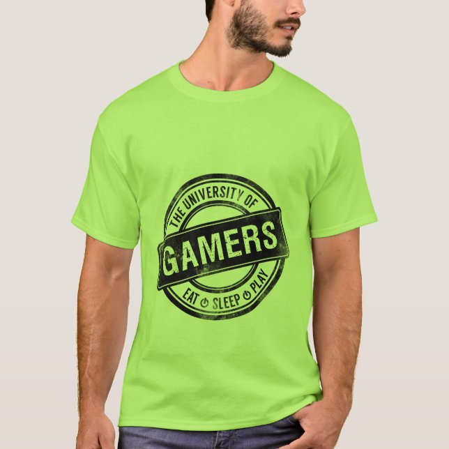 Camiseta Grunge para Jogos Universidade de Gamers (Frente)