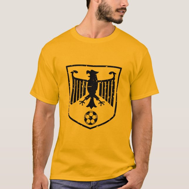 Camiseta Grunge preto do futebol da brasão de Alemanha (Frente)