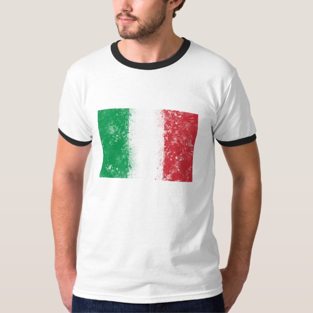 Camiseta Grunge Splatter Painted Flag da Itália (Frente)