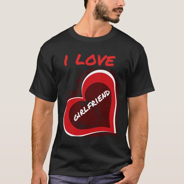 Camiseta Grunge Style I Love My Girlfriend Heart Design (Frente)