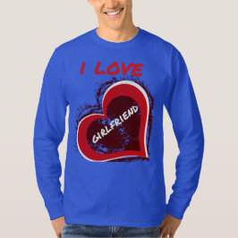 Camiseta Grunge Style I Love My Girlfriend Heart Design