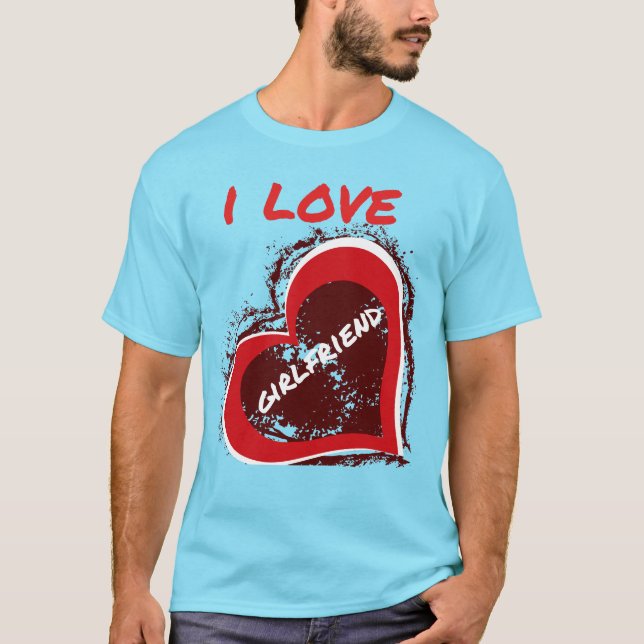 Camiseta Grunge Style I Love My Girlfriend Heart Design (Frente)