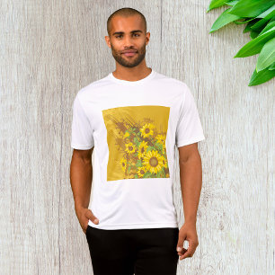 Camiseta Grunge Sunflower Art Bold Rustic Yellow Floral