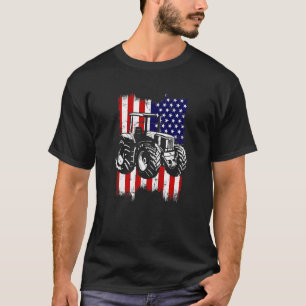 Camiseta Grunge USA Trator Farmer American Flag Patriotic
