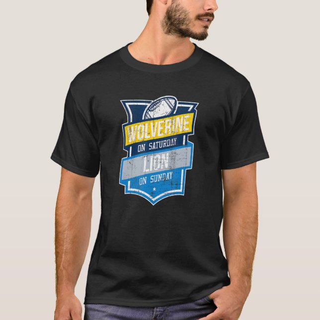 Camiseta Grunge Wolverine No Sábado Lion No Domingo Michig (Frente)