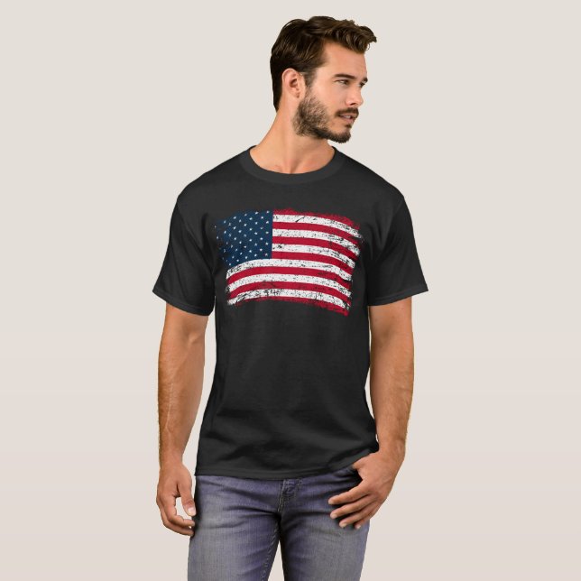 Camiseta Grungy American Flag (Frente Completa)