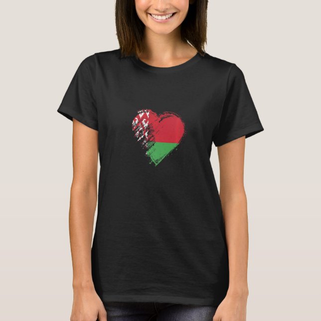 Camiseta Grungy I Love Belarus Heart Flag (Frente)