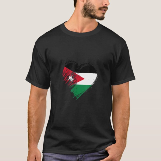 Camiseta Grungy I Love Jordan Heart Flag (Frente)