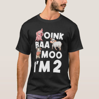 Camiseta Grunhido Baa Moo Eu Tenho 2 Aniversário Infantil N